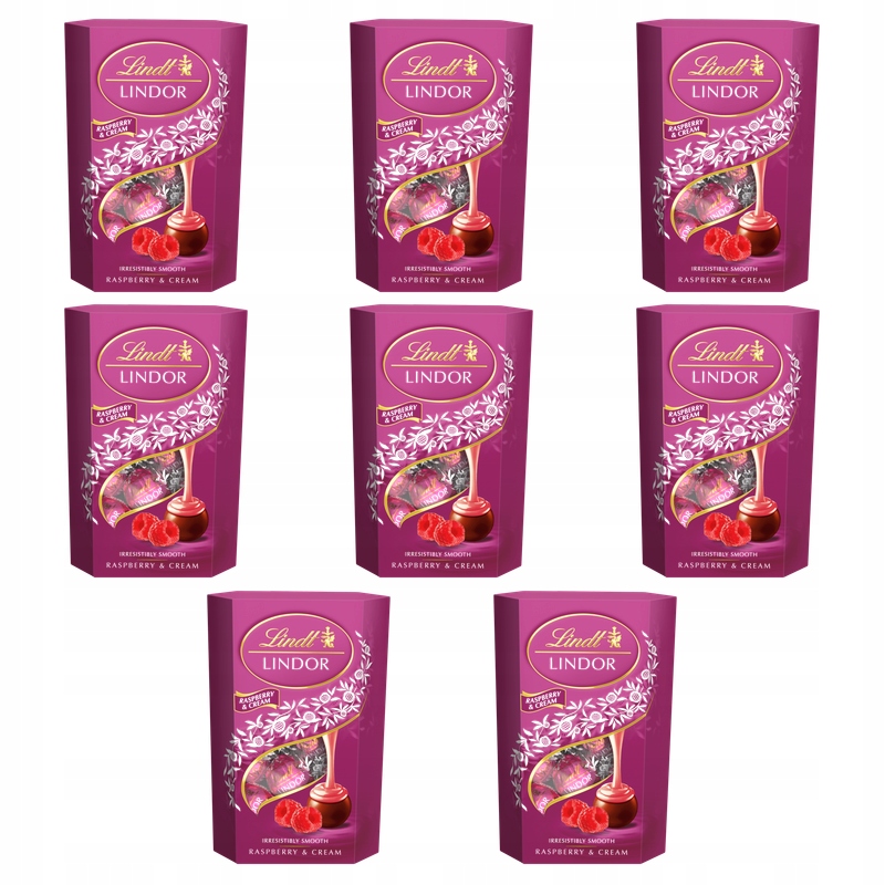Lindor Raspberry & Cream Cornet 200g X8