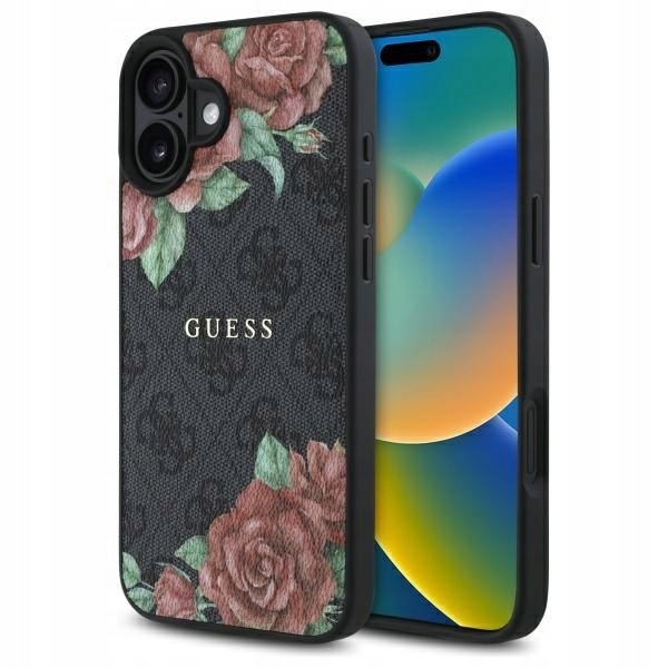 Guess GUHMP16SP4ROPEMCK iPhone 16 6.1" czarny/black hardcase 4G Flower
