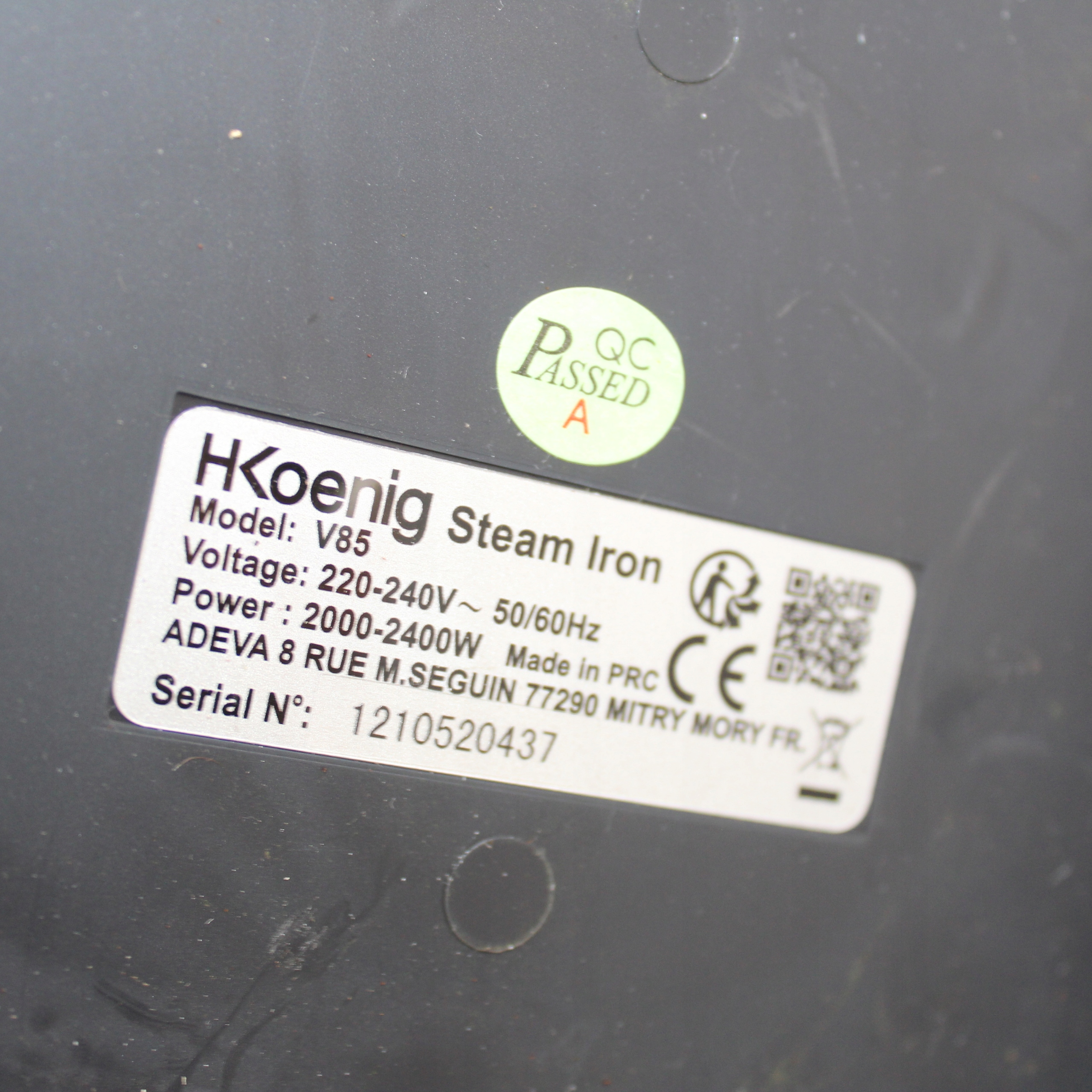 Stacja parowa H.KOENIG V85 2400W ceramiczna stopa EAN (GTIN) 5900945753557