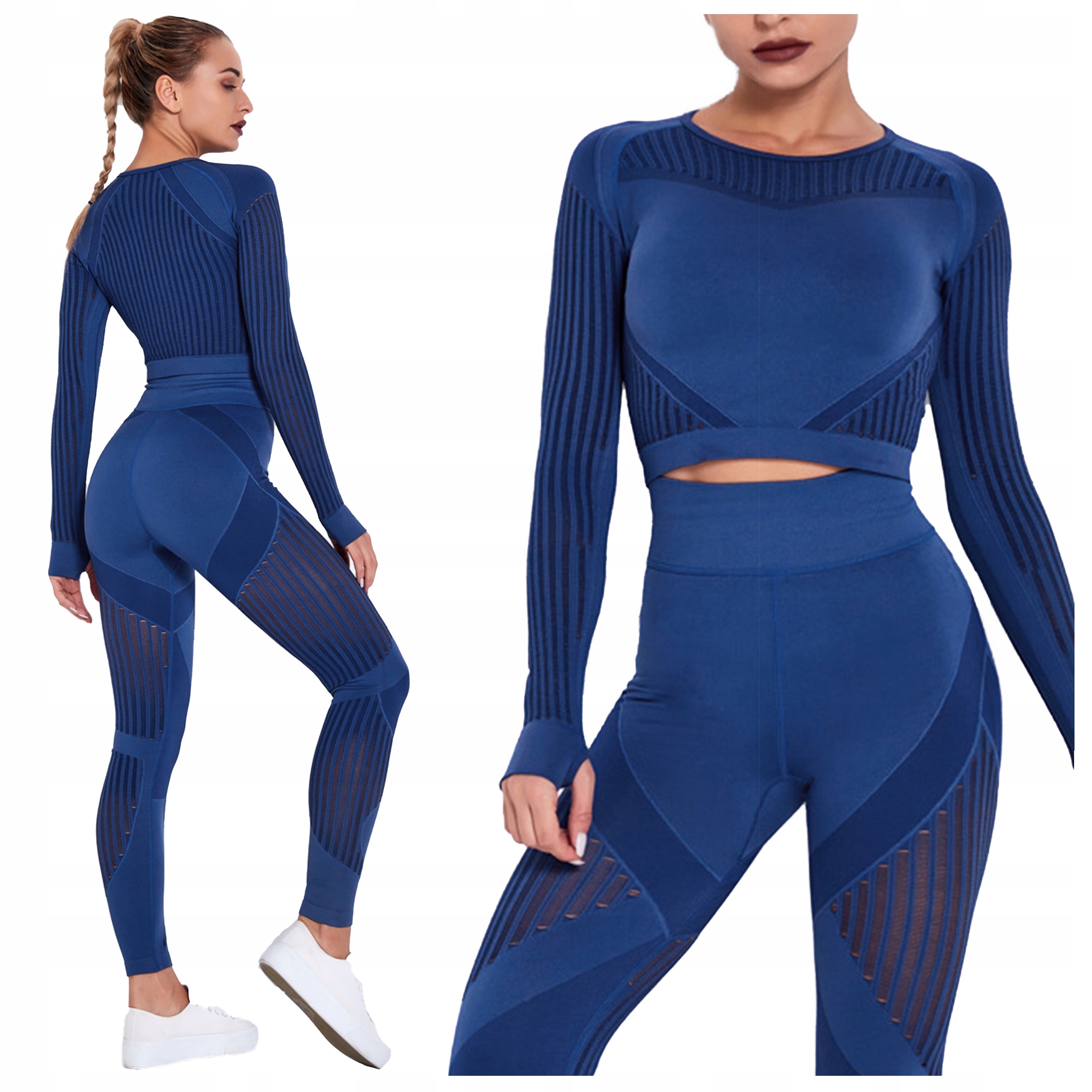 Komplet Sportowy top legginsy bezszwowe siłownia L