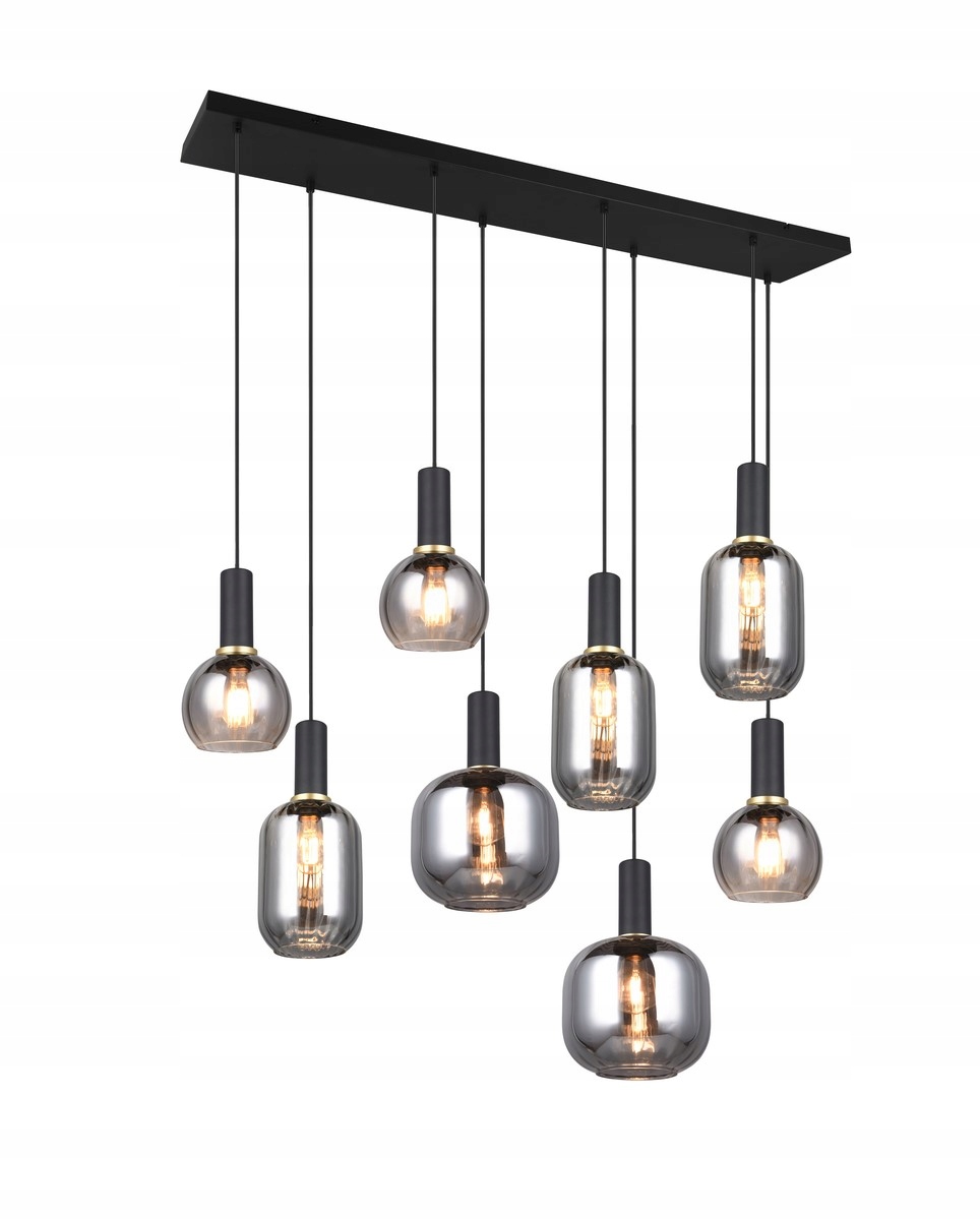 Lampa wisząca Trio Diva 8xE27 150cm czarna szkło mat chrom jadalnia