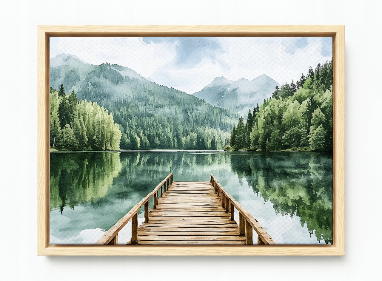 Obraz Rama American Box Horská Krajina Příroda Jezero Most Molo 60x40