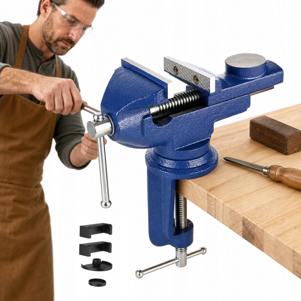 Modelářský otočný stolní svěrák 80 mm, sada