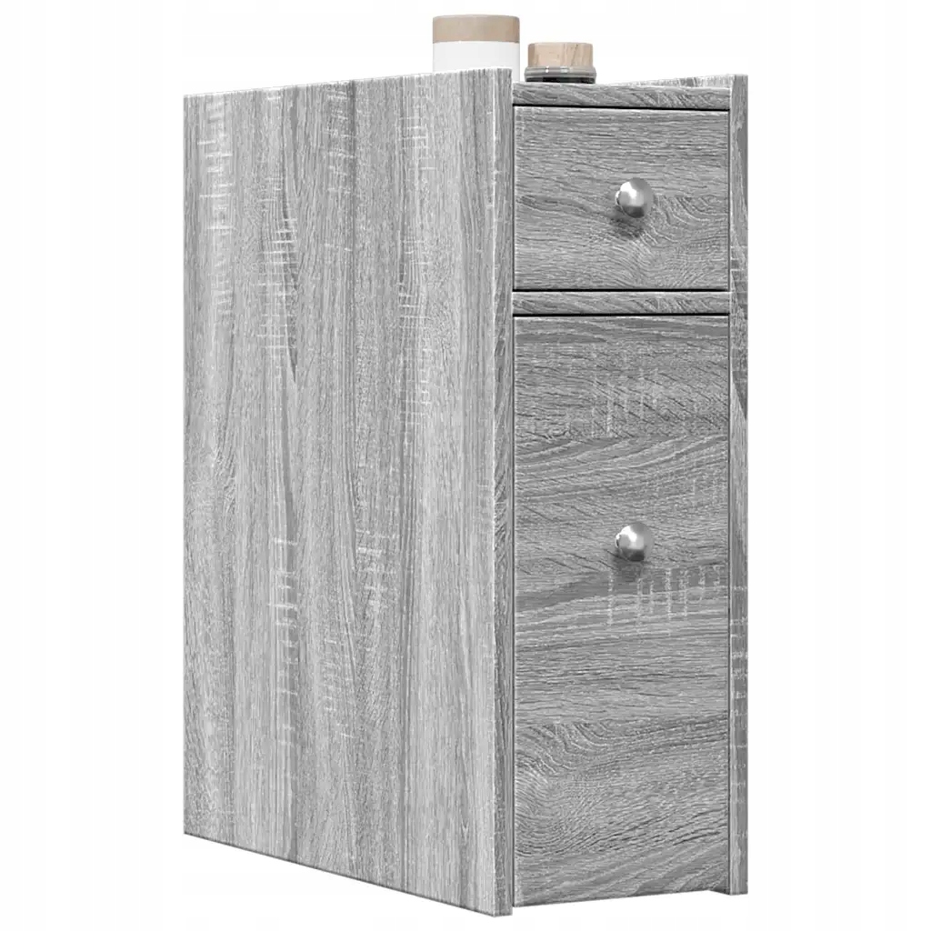 vidaXL Úzká koupelnová skříňka na kolečkách šedá sonoma kompozit