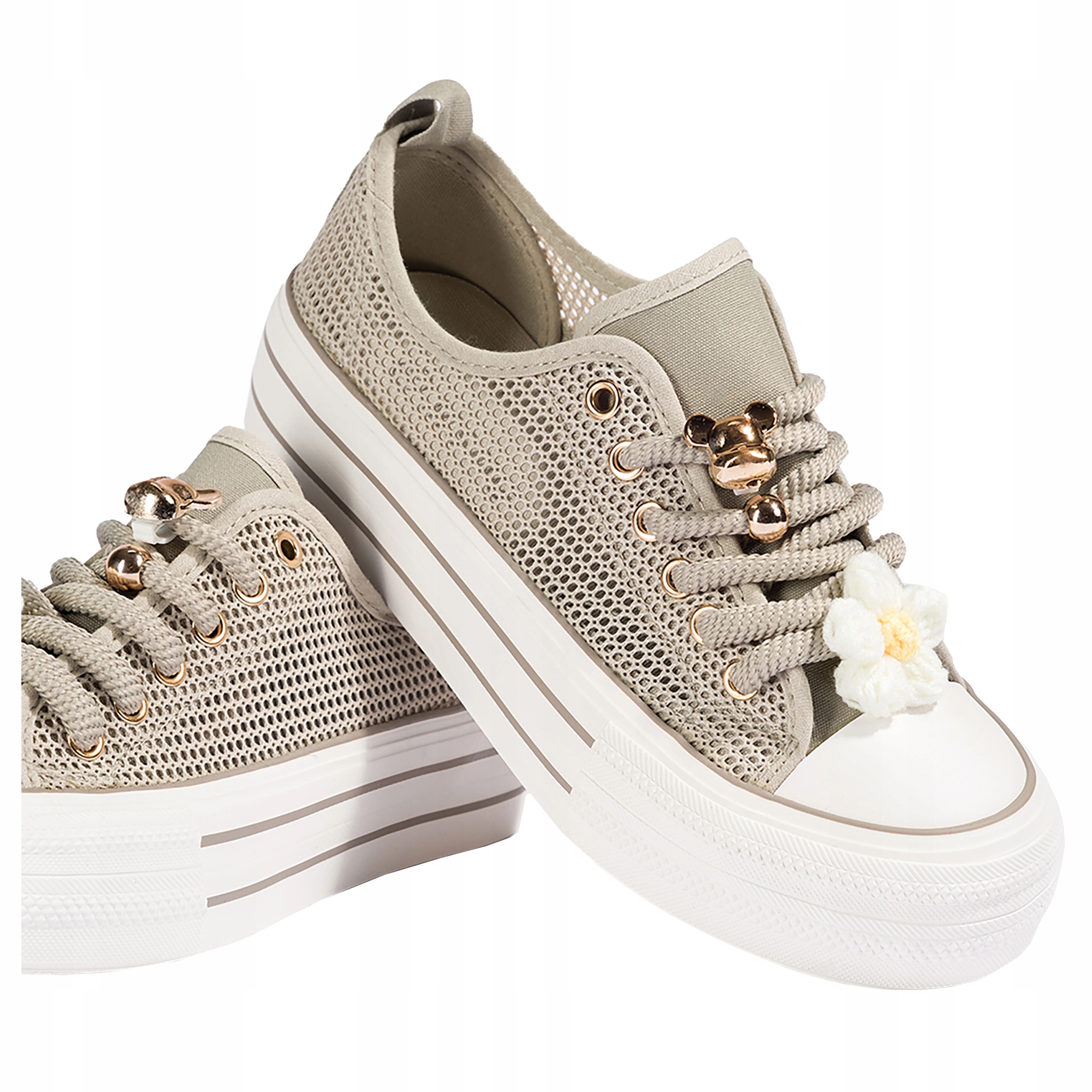 Tenisky Dámské Ažurové Šedé Tenisky Na Platformě Šněrovací Módní velikost 38