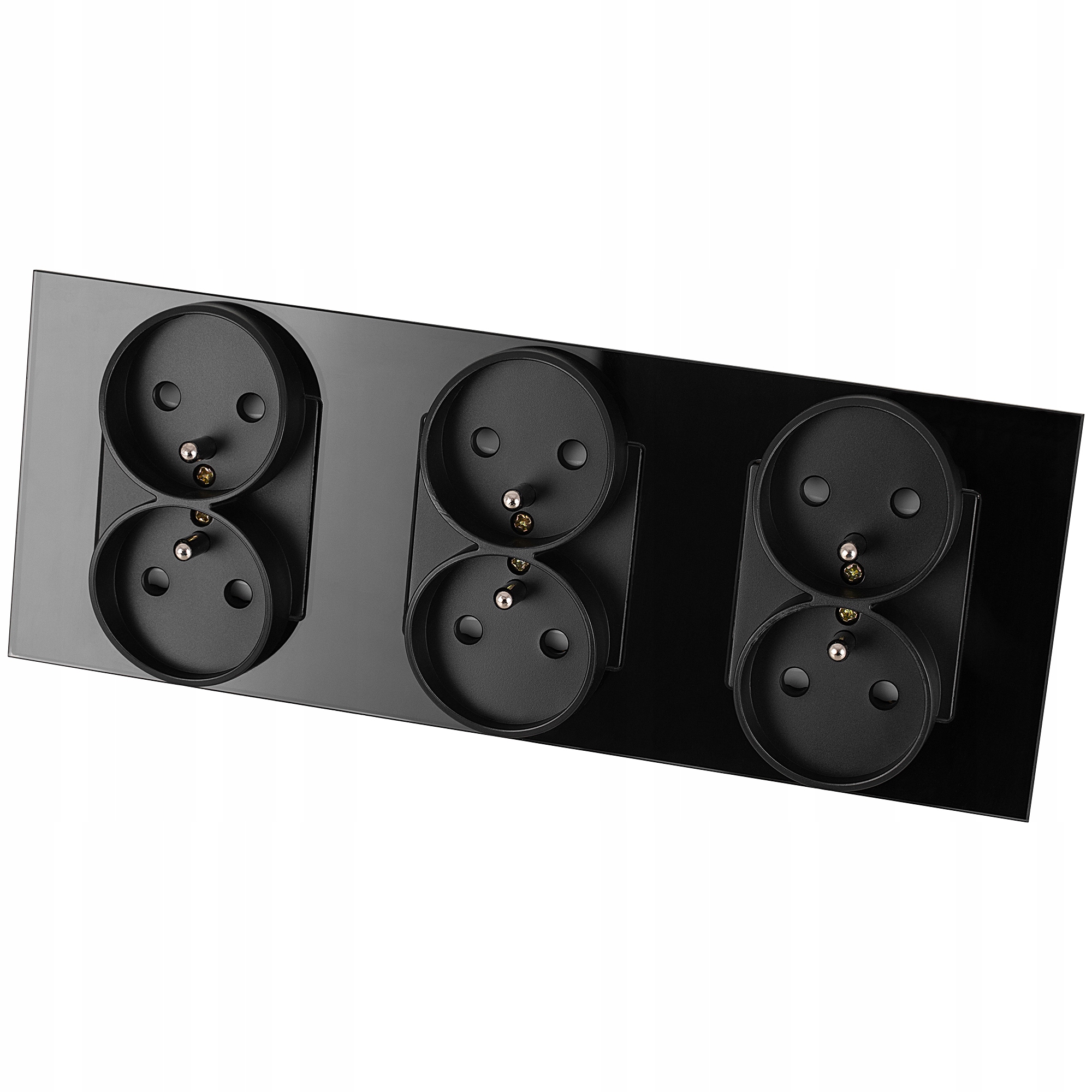 Zásuvka Trojitá Skleněná Černá Sada Rámeček Trojitá a 3 x Zásuvka Miuun