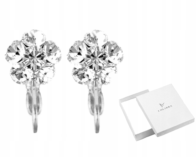 

Klipsy Srebrne Małe Kwiaty Kryształy Swarovski