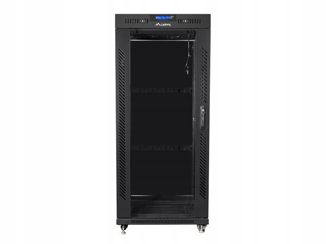 Skříň Rack stojatá 19" 22U 800x800 černá skleněné dveře LCD