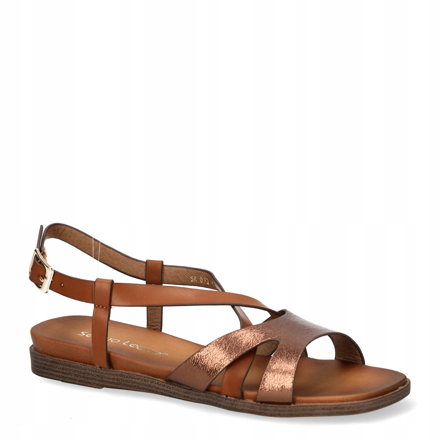 SANDAŁY DAMSKIE ELEGANCKIE NA PŁASKIM OBCASIE SERGIO LEONE BRĄZOWE R.36 Marka Sergio Leone