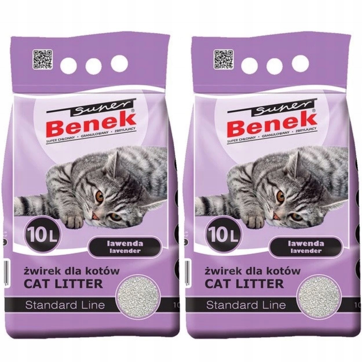 Benek Żwirek Dla Kota Bentonitowy Standard Lawenda Active 2x10L