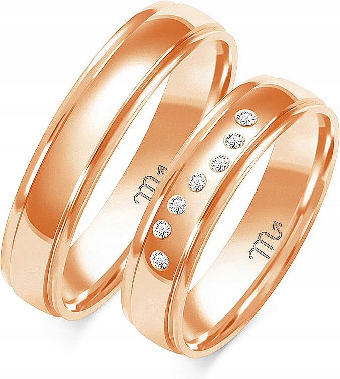 Zlatý snubní prsten pro pár 585, velikost 35 36 37, dámský, pánský s gravírováním