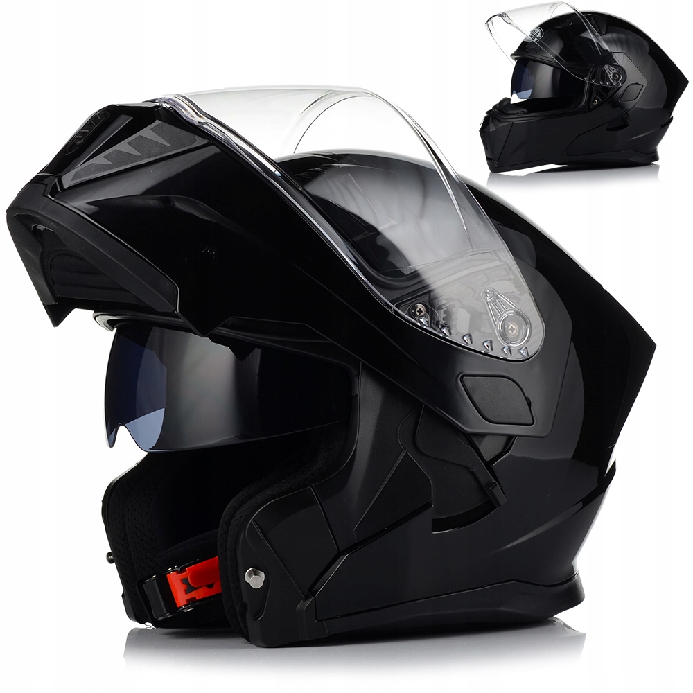 Motocyklová Prilba S Čiernym Leskom Flip Up Turistická 22.06 Clona