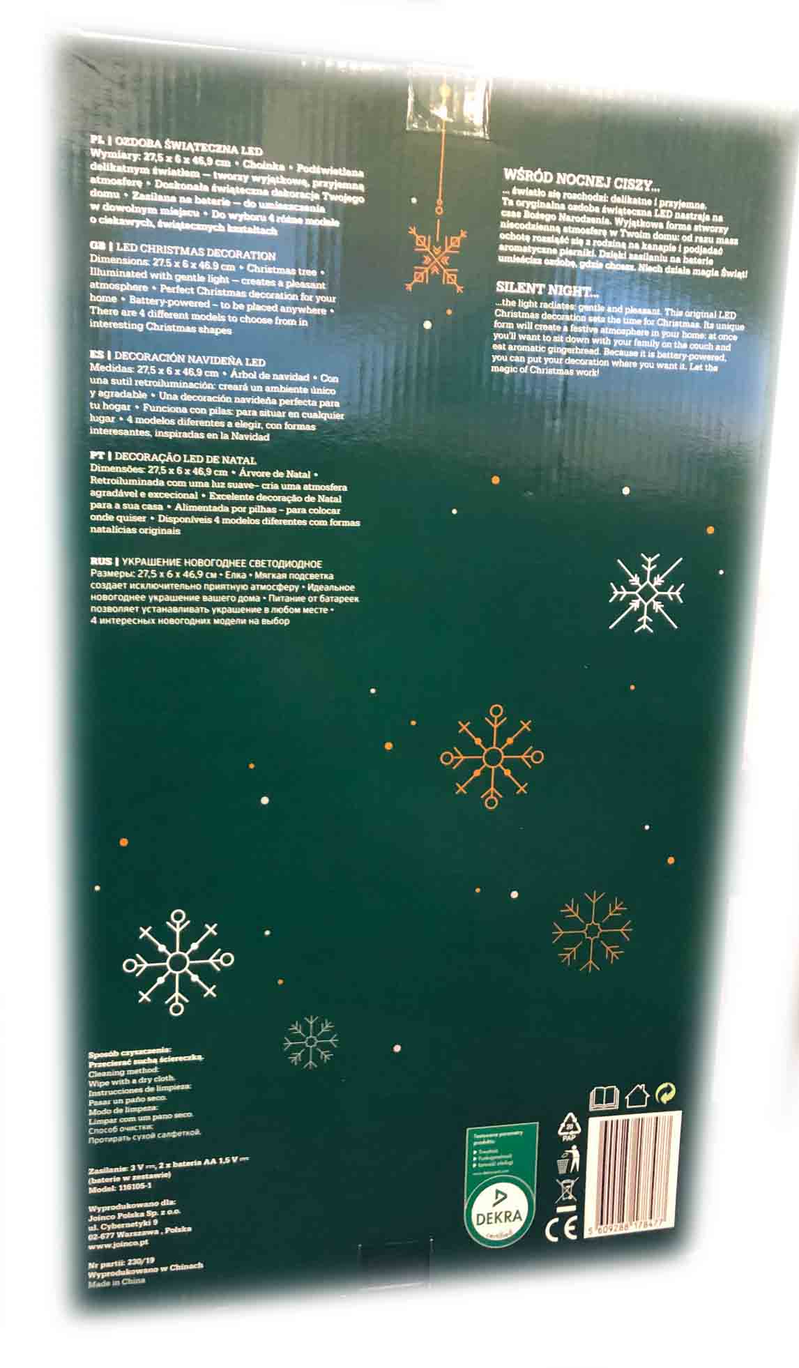 OZDOBA ŚWIĄTECZNA LED CHOINKA 47cm FILC Szerokość produktu 27.5 cm