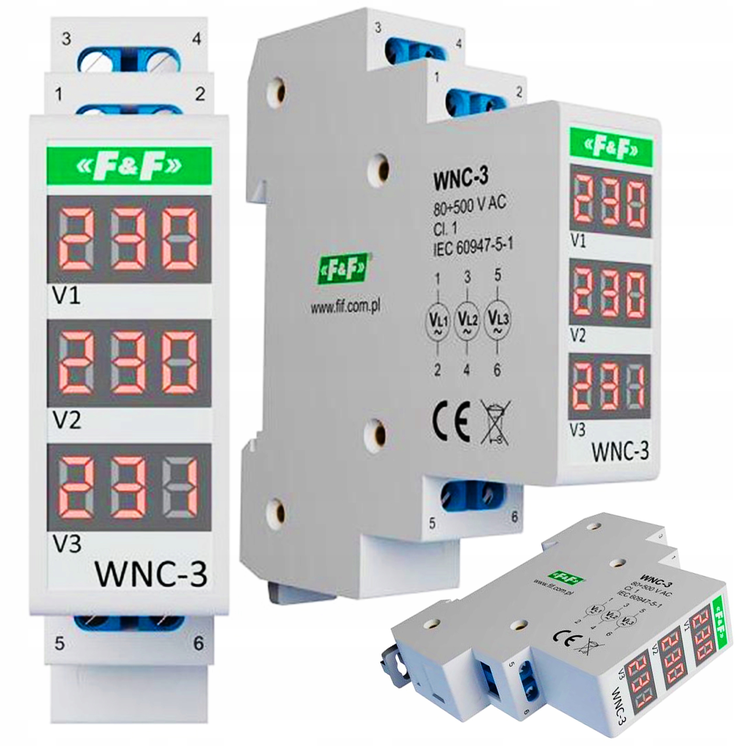 Voltmetr Indikátor napětí WNC-3 třífázový digitální 80-500V Ac Led F&f