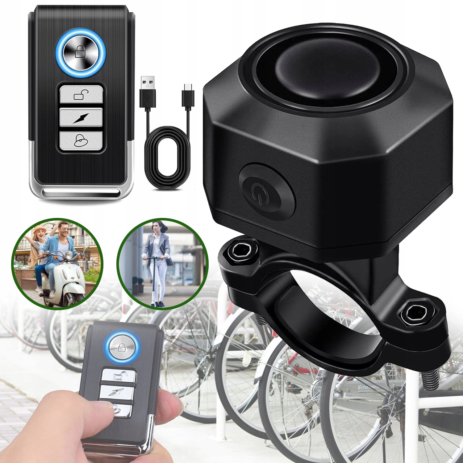 BEZPRZEWODOWY ALARM WIBRACYJNY, ALARM ANTYWŁAMANIOWY DO ROWERU, MOTOCYKLA