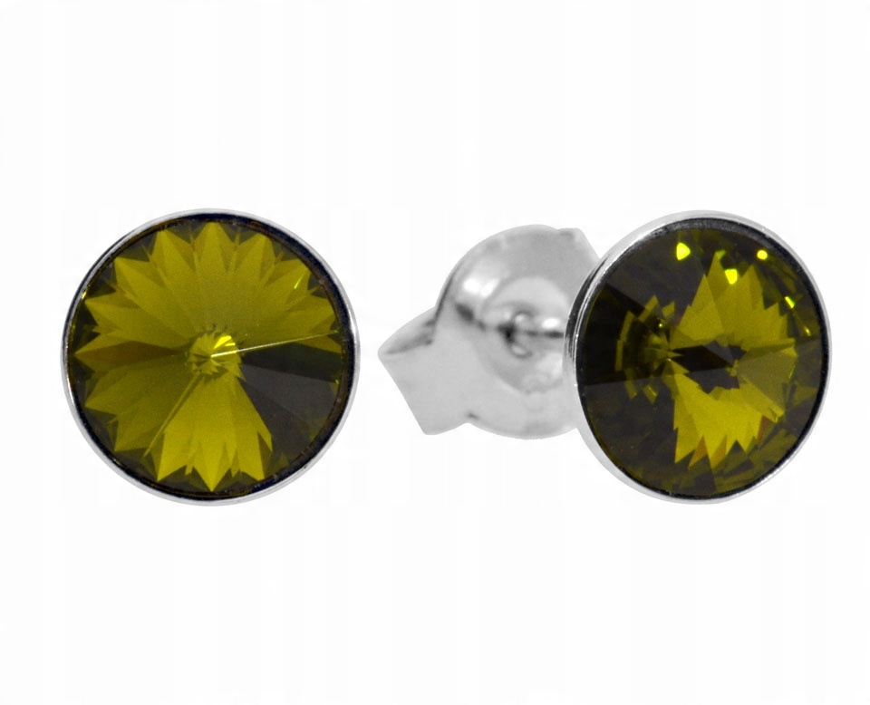 

Kolczyki zielone srebro 925 Swarovski sztyfty