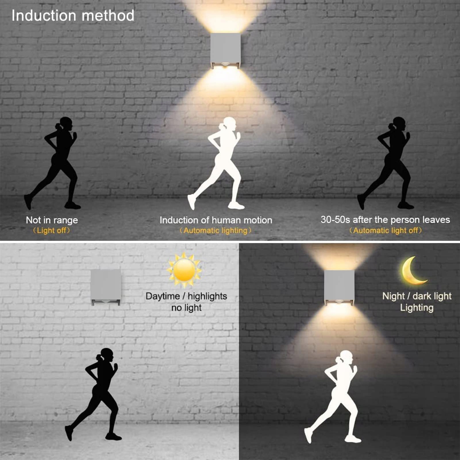 KLIGHTEN LED Wandleuchte Z Czujnikiem Ruchu Do Wnętrz I Na Zewnątrz 3000K — miniatura 4