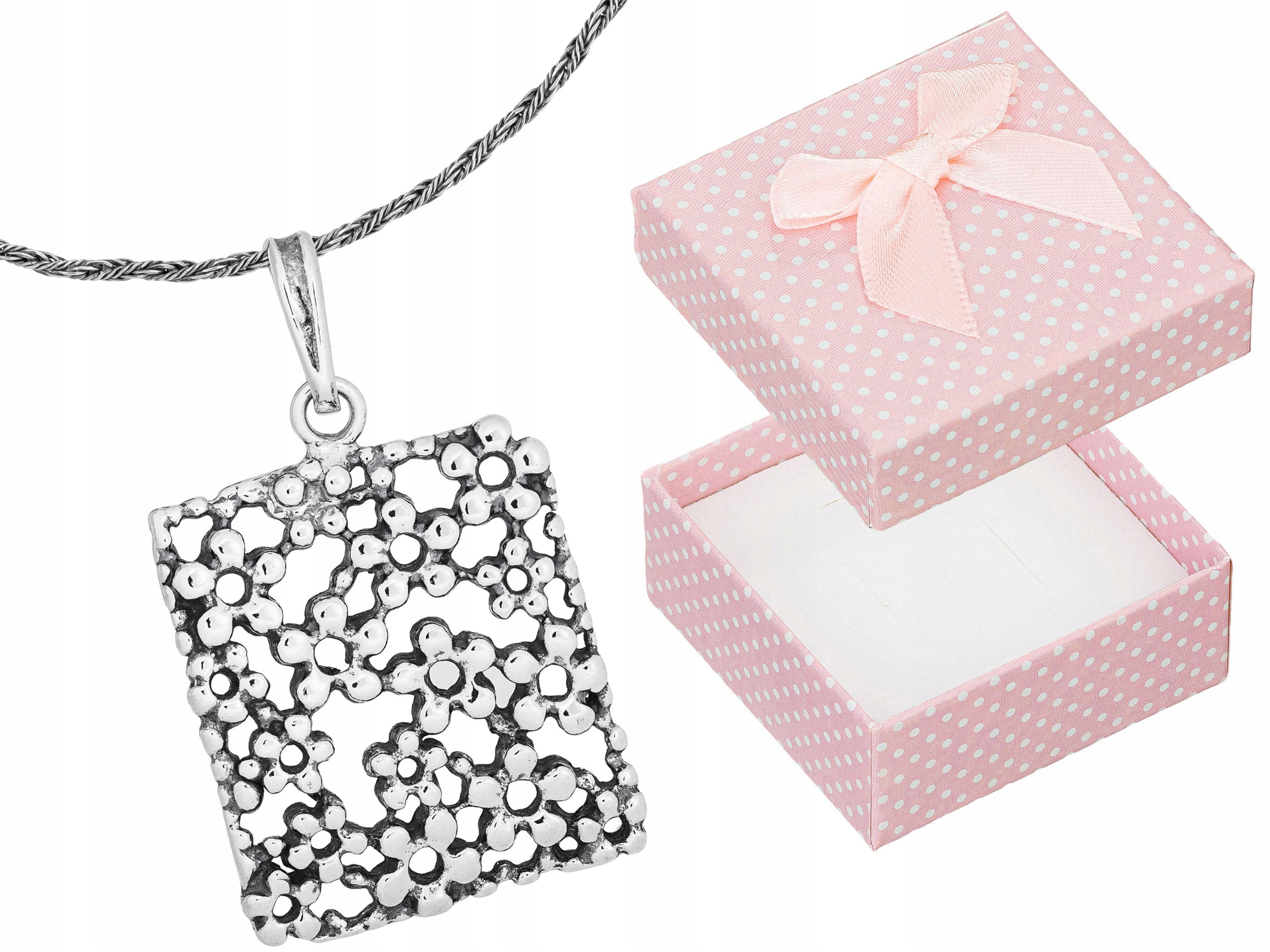 Krátký Stříbrný Oxidovaný Ažurový Dámský Náhrdelník Květiny Choker 35 cm