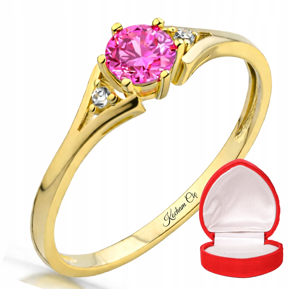 Zlatý Prstýnek 585 S Brilianty A Růžovým Topazem Gravírování