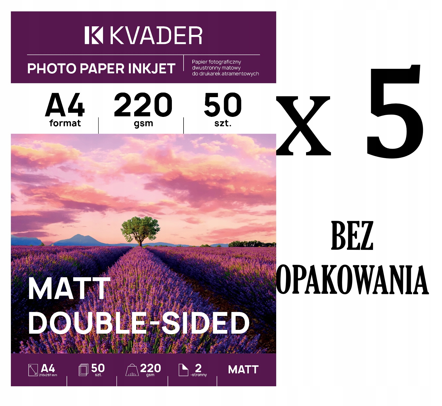 Papier Fotograficzny Dwustronny A4 Matowy 220g drukarki atramentowe 250szt