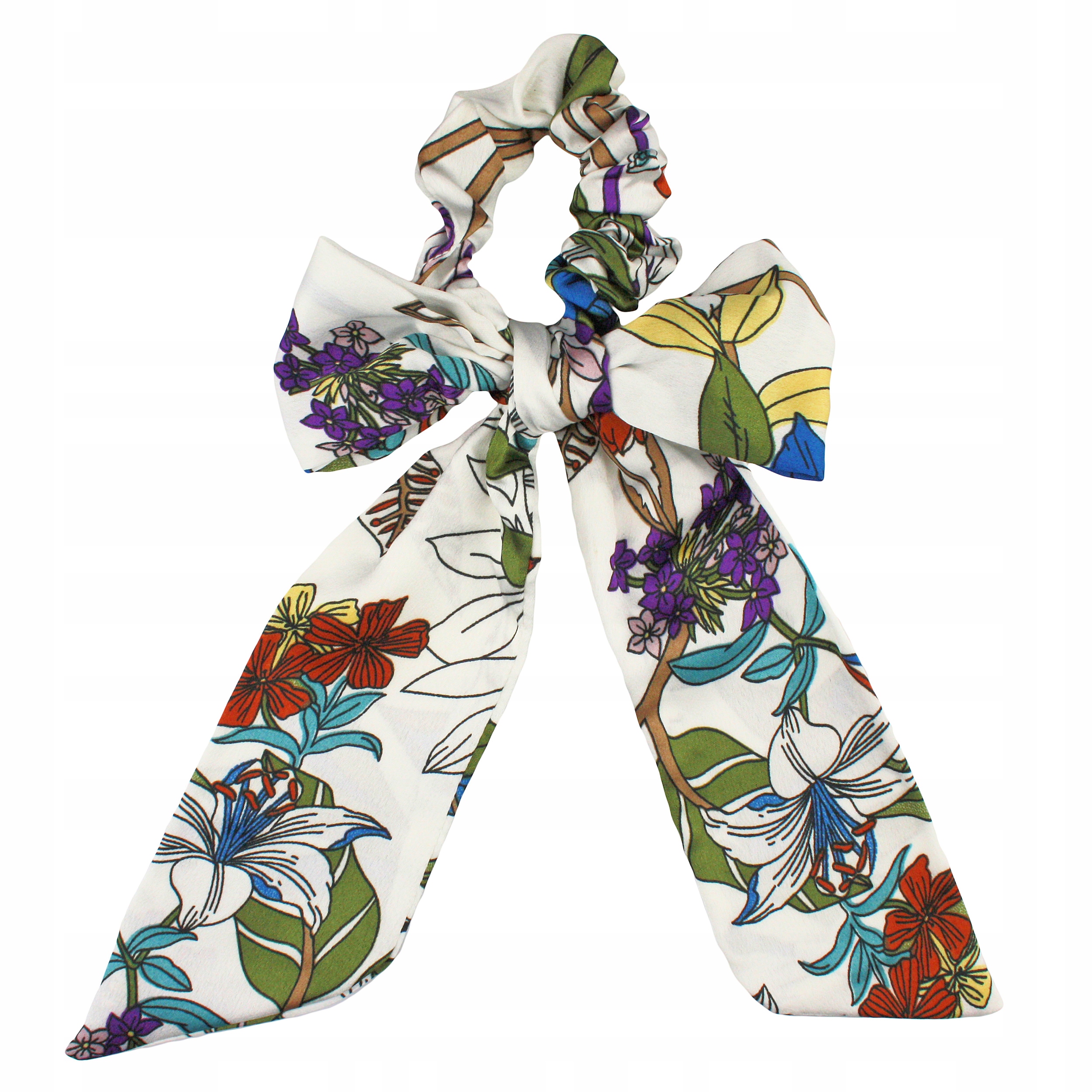 GUMKA DO WŁOSÓW BIAŁA W KWIATUSZKI DLA DZIECKA Cechy z kokardą