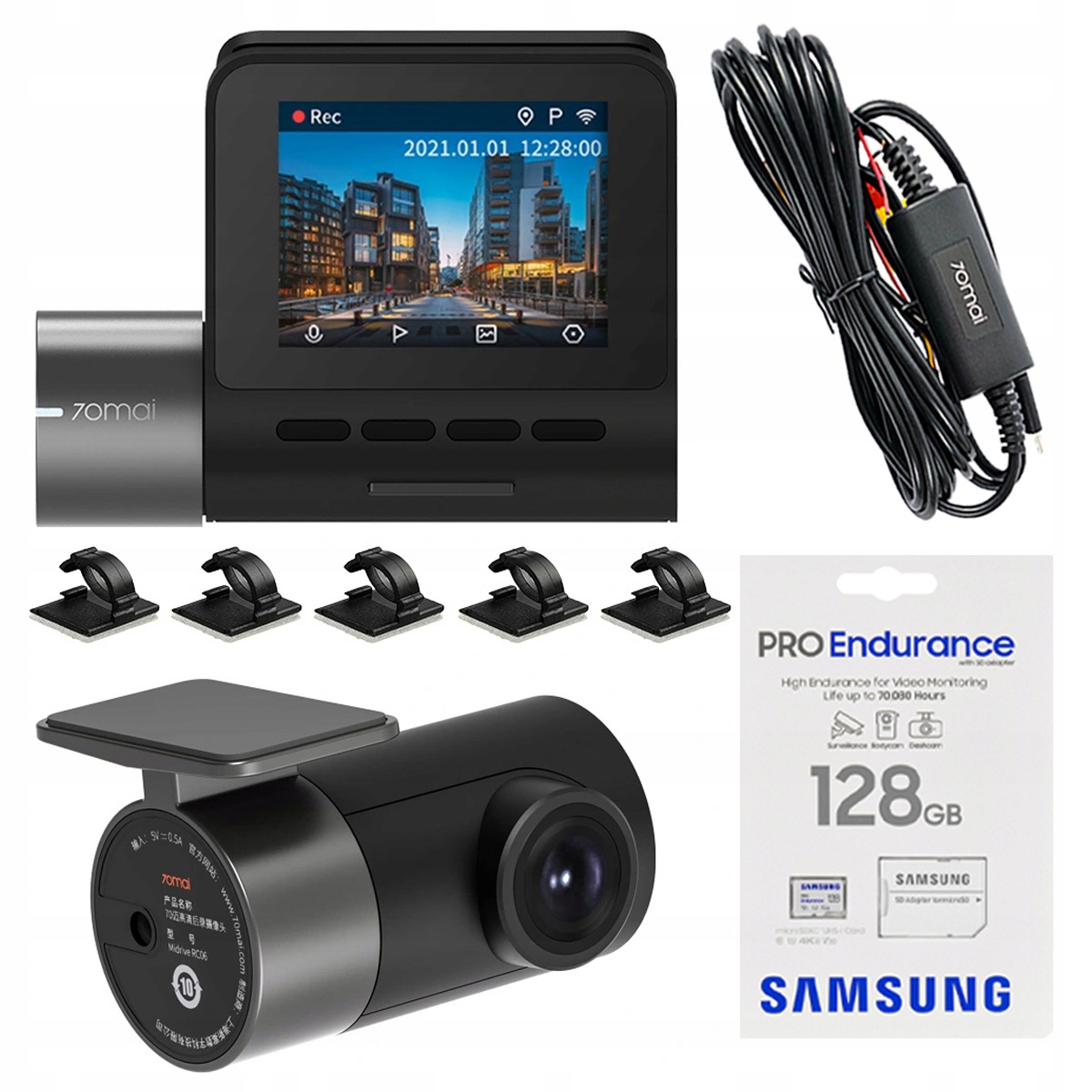 Sada 70mai kamera Pro Plus zadná RC06 karta 128 Gb Adaptér UP03