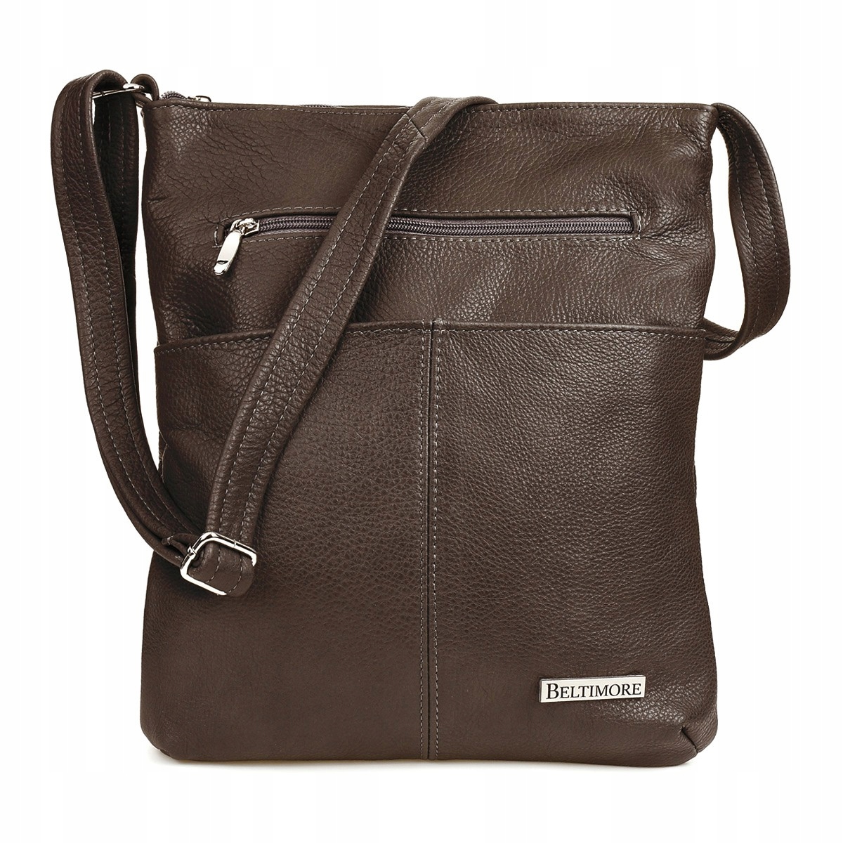 Tmavě hnědá kožená kabelka přes rameno dámská kabelka přes rameno Beltimore 934