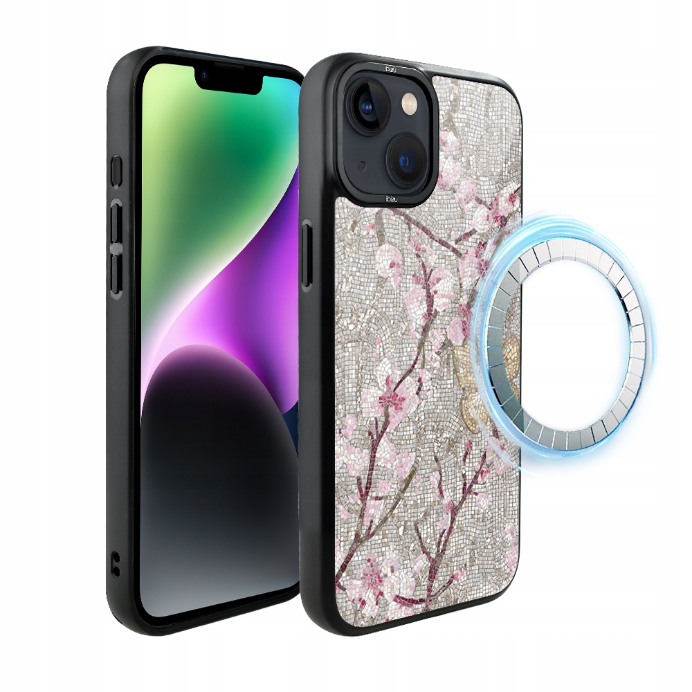 Pouzdro pro iPhone 14 Plus Ibizu DropGuard Matt s MagSafe, třešňová mozaika