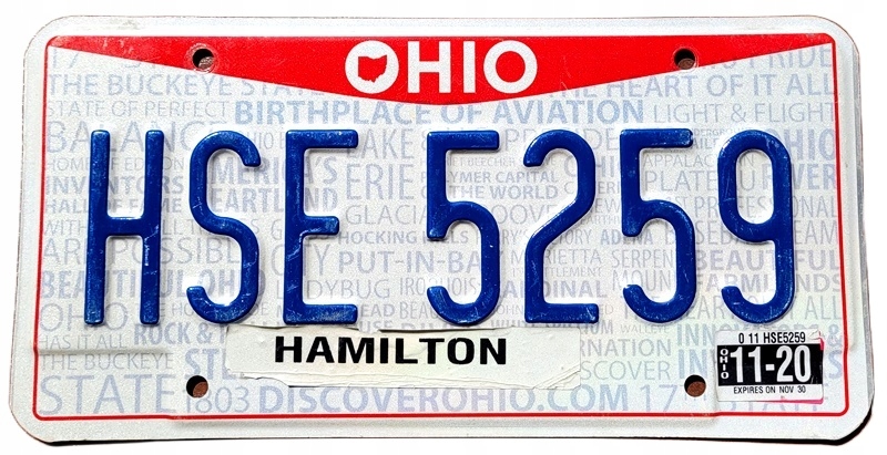 Ohio 2020 - tablica z USA dla kolekcjonera