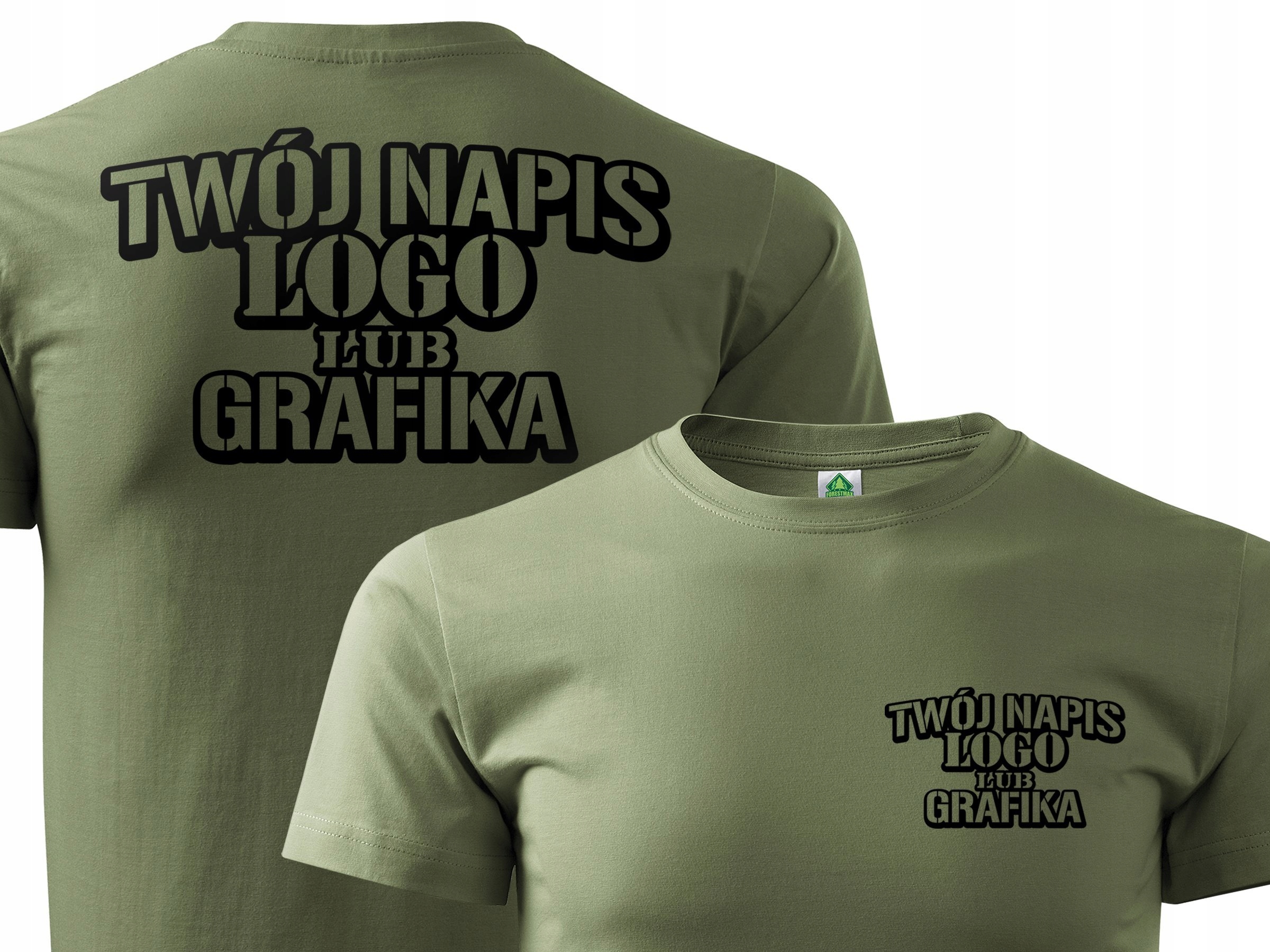 

Koszulka militarna khaki z własnym Logo - tekstem