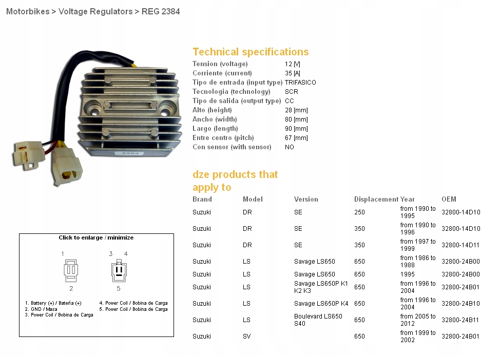 Dze Regulátor Napätia Suzuki DR350, LS650, SV650