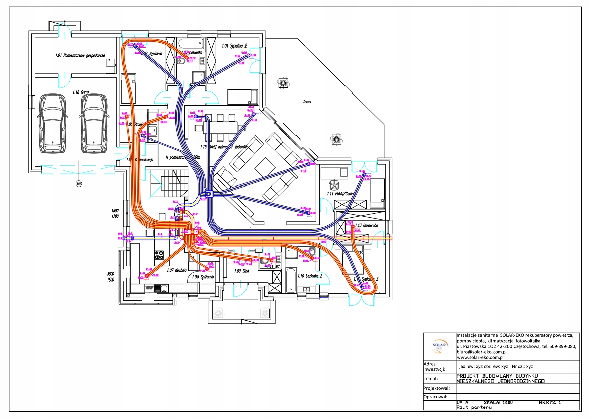 PROJEKT WENTYLACJI MECHANICZNEJ REKUPERACJI Marka inna