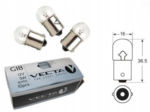 Żarówka samochodowa biała tylna 12V 5W R5W Vecta 10 szt.