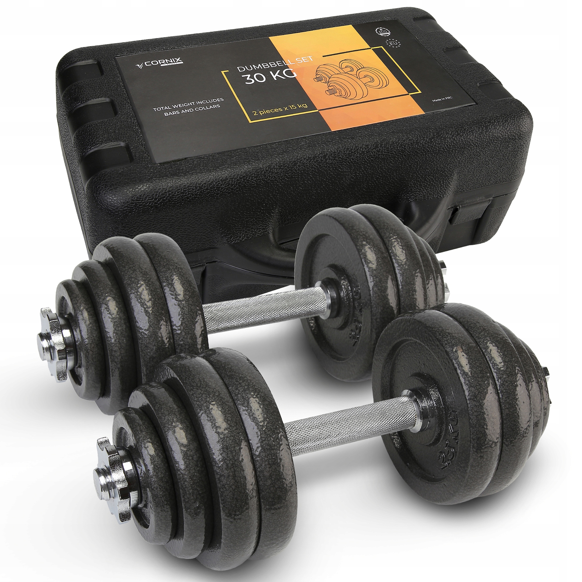 Hantle Regulowane 30KG 2x15KG Żeliwne Zestaw W Walizce Domowa Siłownia