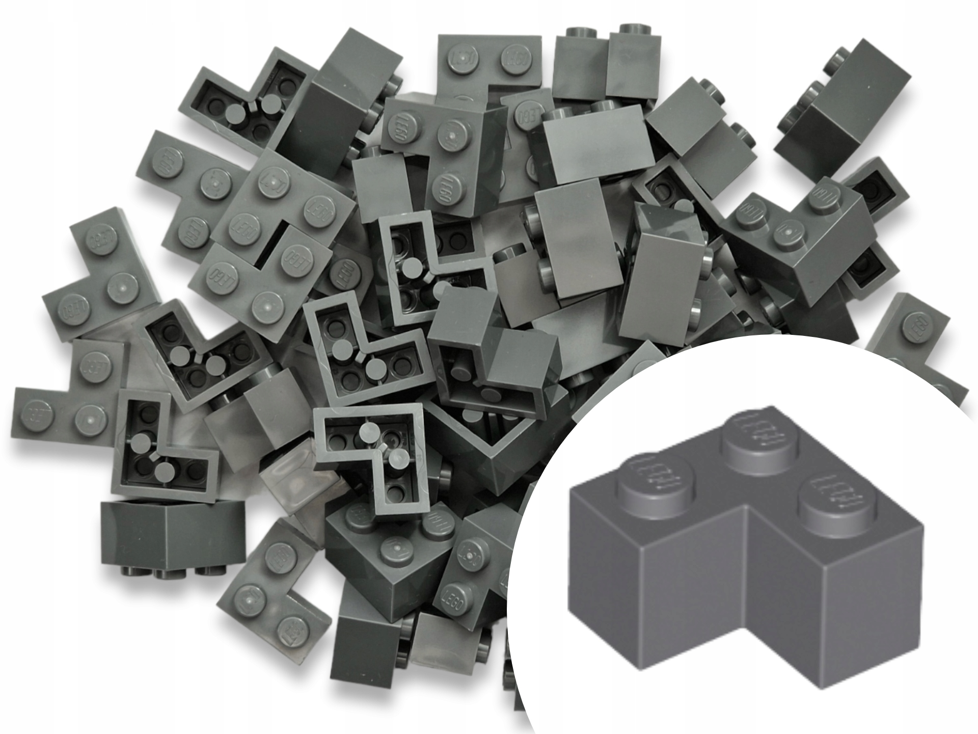 

Lego 2357 Brick 1x2 Róg Corner Dbg Szary 15szt