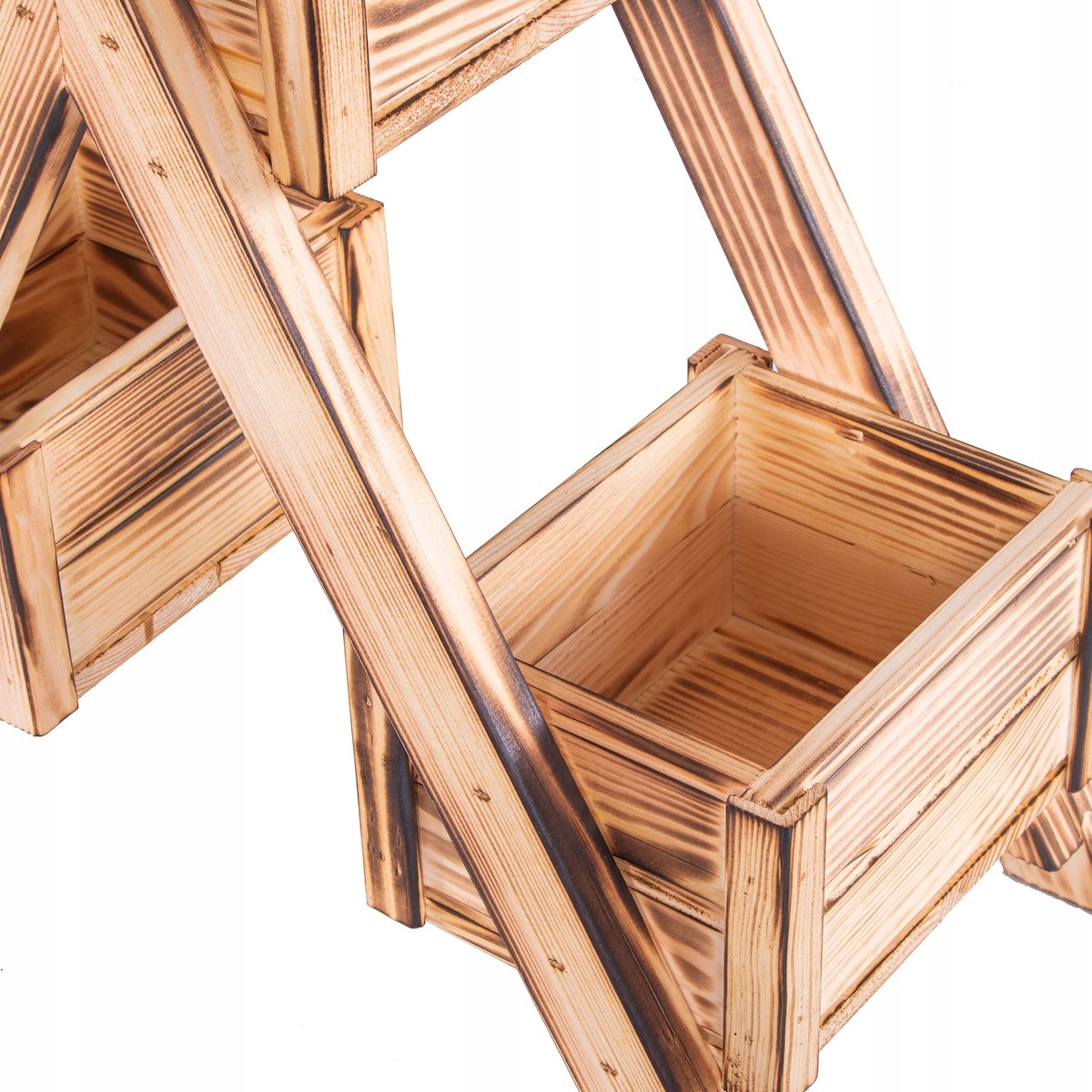 DUŻY KWIETNIK STOJĄCY DREWNIANY STOJAK NA KWIATY PIĘKNY NA OGRÓD PODWÓRKO Kolor odcienie brązu i beżu