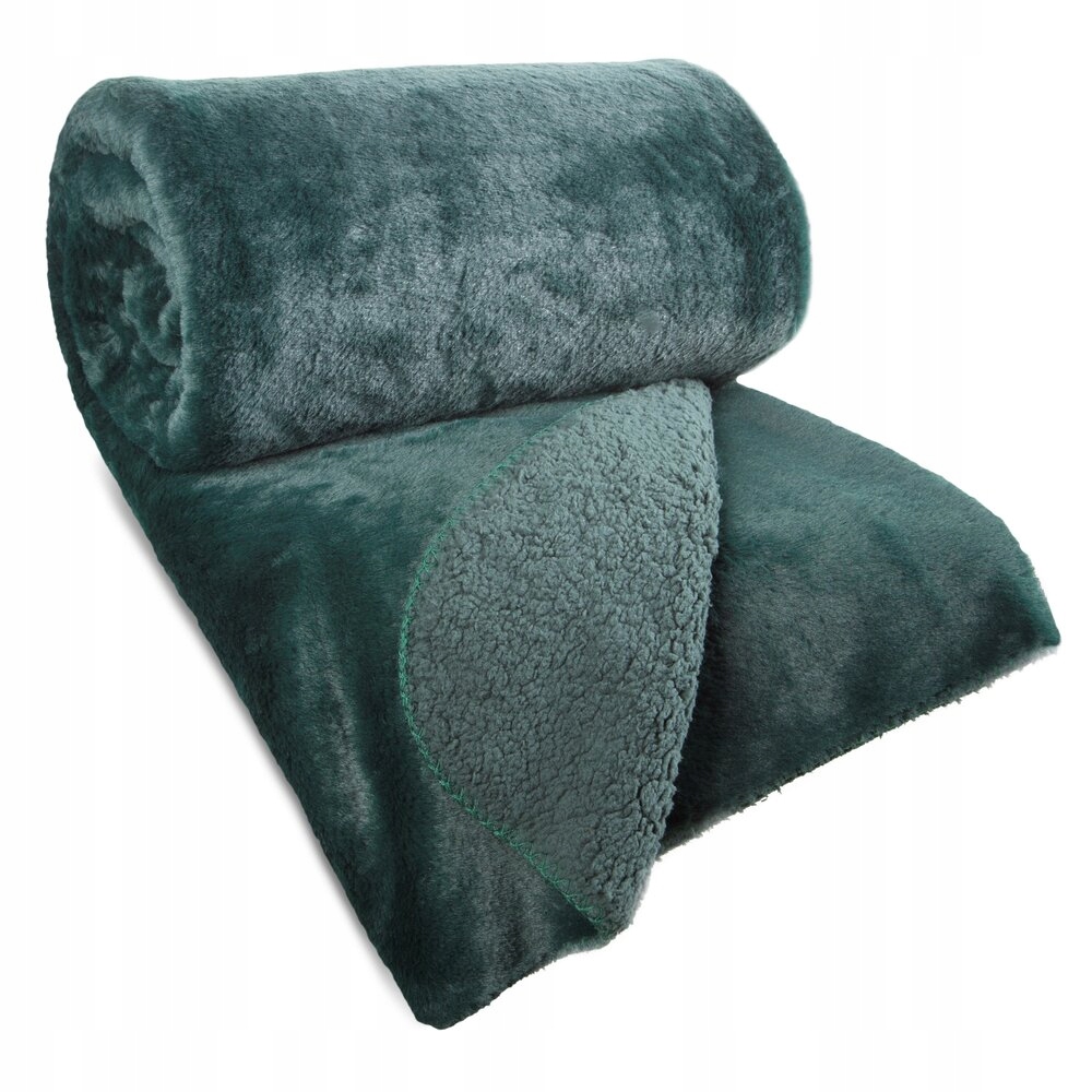 Dekorativní přehoz Nina 220x240 tmavě zelený kožešinový a nadýchaný