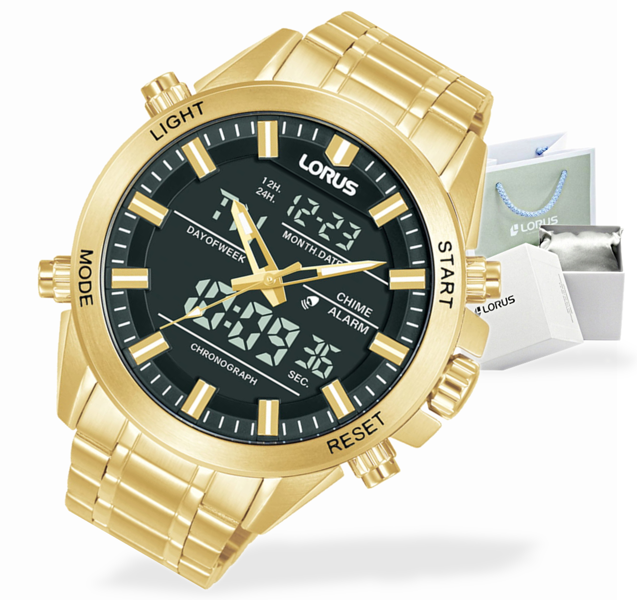 Pánské hodinky analogově-digitální hodinky na náramku Lorus Sport RW668AX9 +gravírování