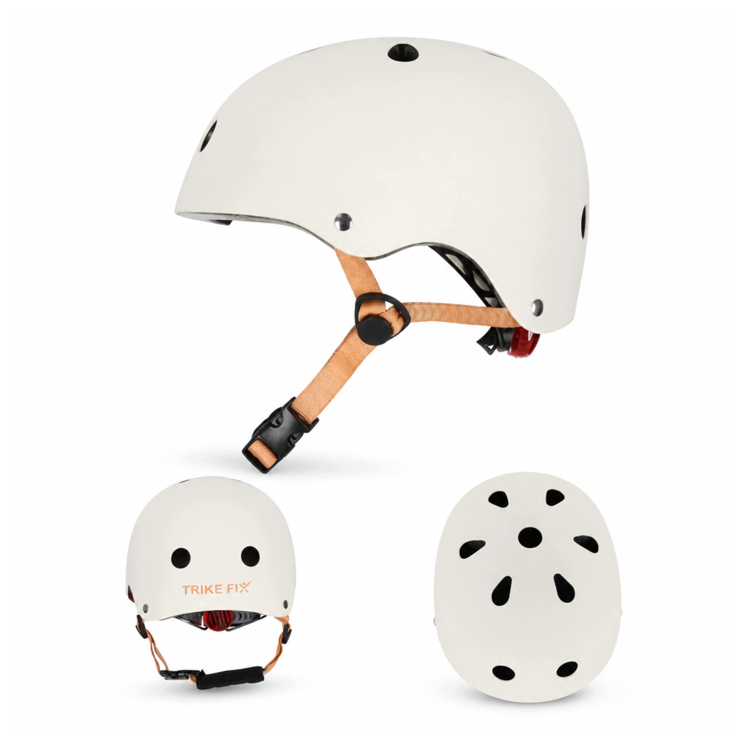Kask Dziecięcy Rowerowy Trike Fix Beżowy Z Led S 48-54cm Regulacja