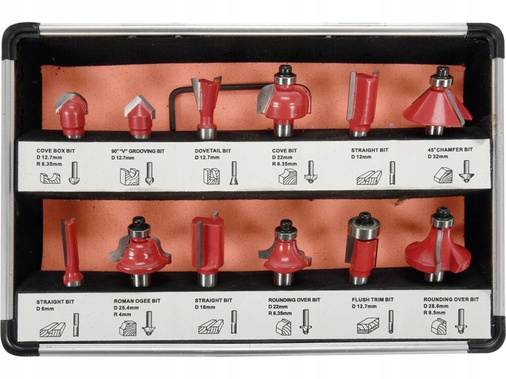 Sada Vidličkových Stopkových Fréz Na Dřevo Sada 12 Ks Yato