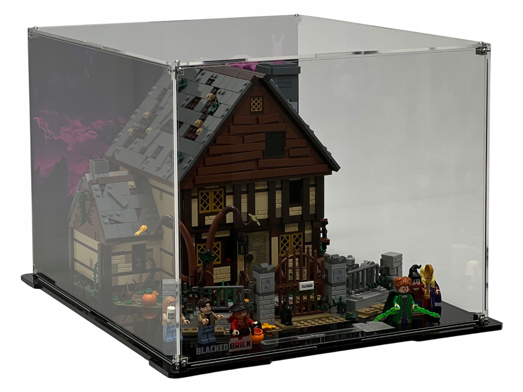 Vitrína s pozadím Blacked Brick pre Lego 21341 Ideas Disney Hokus Pokus Chata