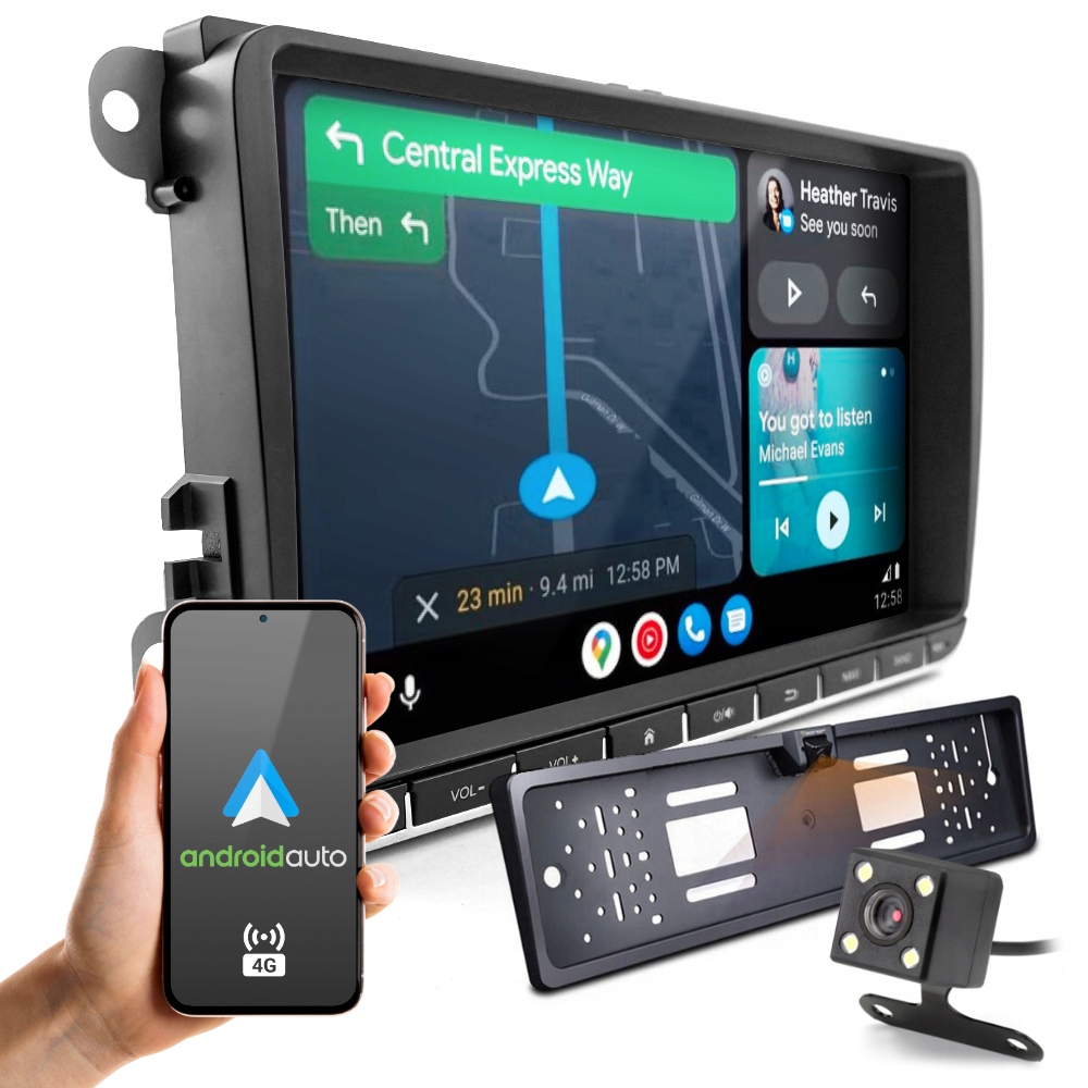 Rádio 4GB Ram Volkswagen 9" Gps navigace Android WiFi Gsm 4G kamera