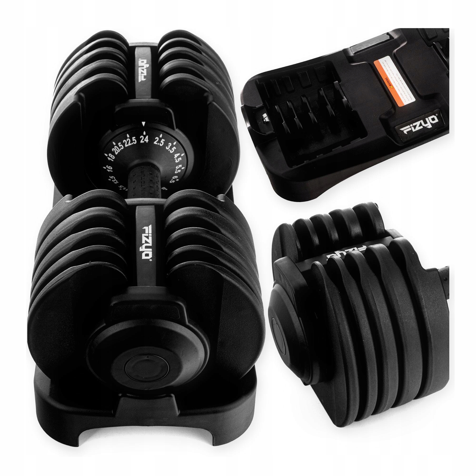 Hantel Regulowany żeliwny gumowany Hantla 2,5- 24kg Zestaw 15w1 Fizyo
