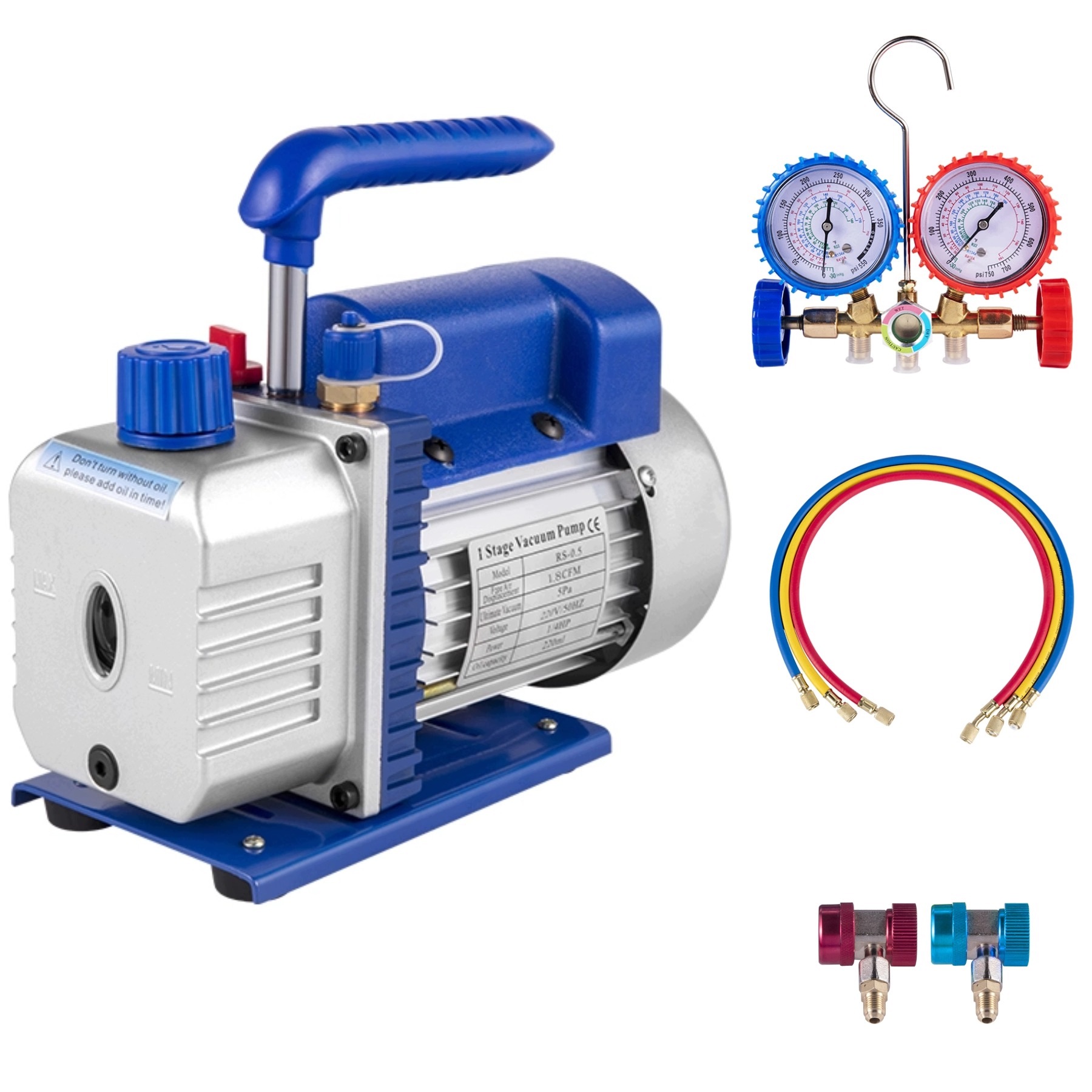 Pompa próżniowa 1,8 Cfm 1/4 Hp, manometr+olej 200 ml, pro Hvac a chłodnictwa