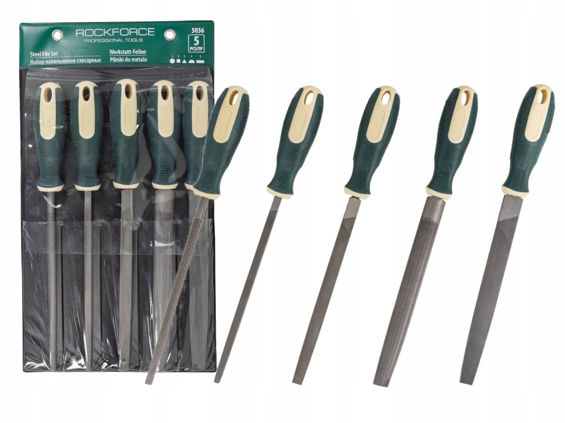 Komplet Pilniki Do Metalu Zestaw 5 Szt. Ślusarski Stal 32 cm ROCKFORCE