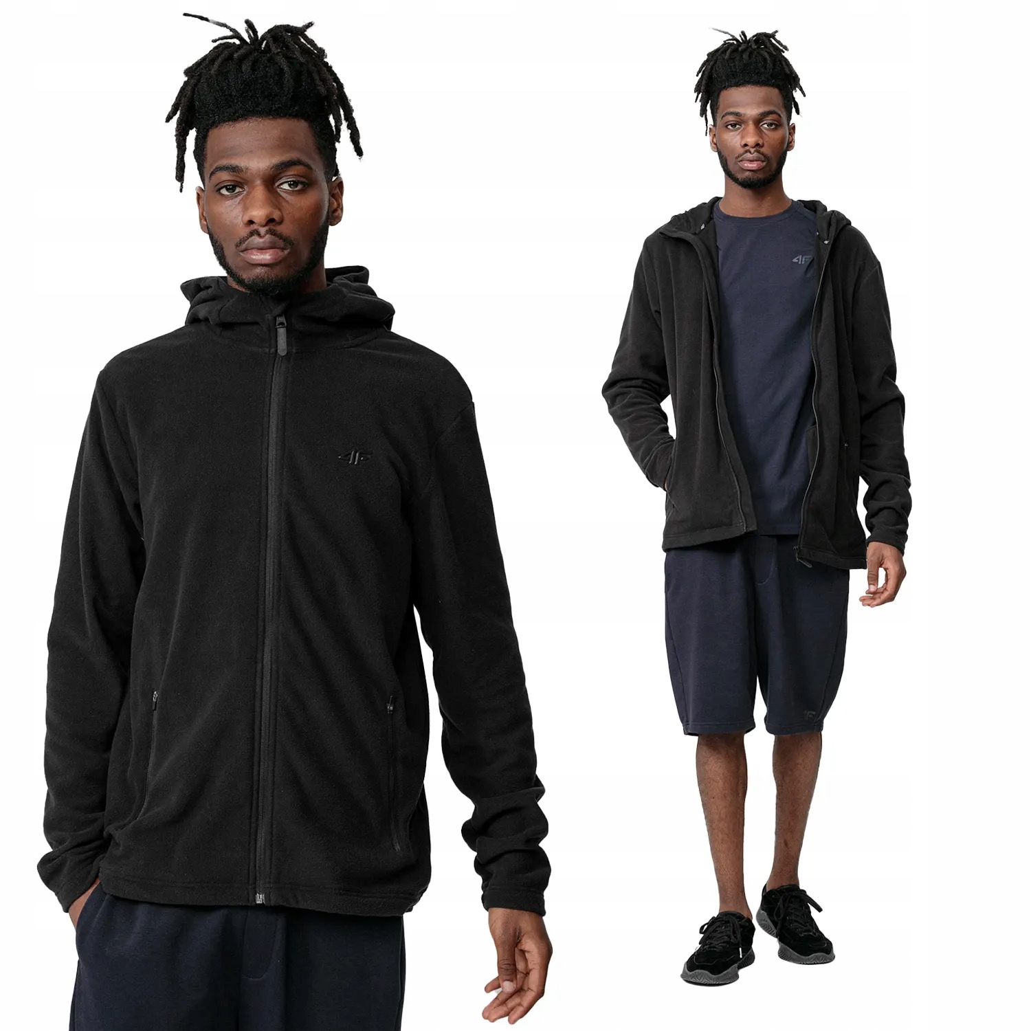 BLUZA POLAROWA MĘSKA 4F ROZPINANA Z KAPTUREM TERMOAKTYWNA POLAR PLM351 Rozmiar M