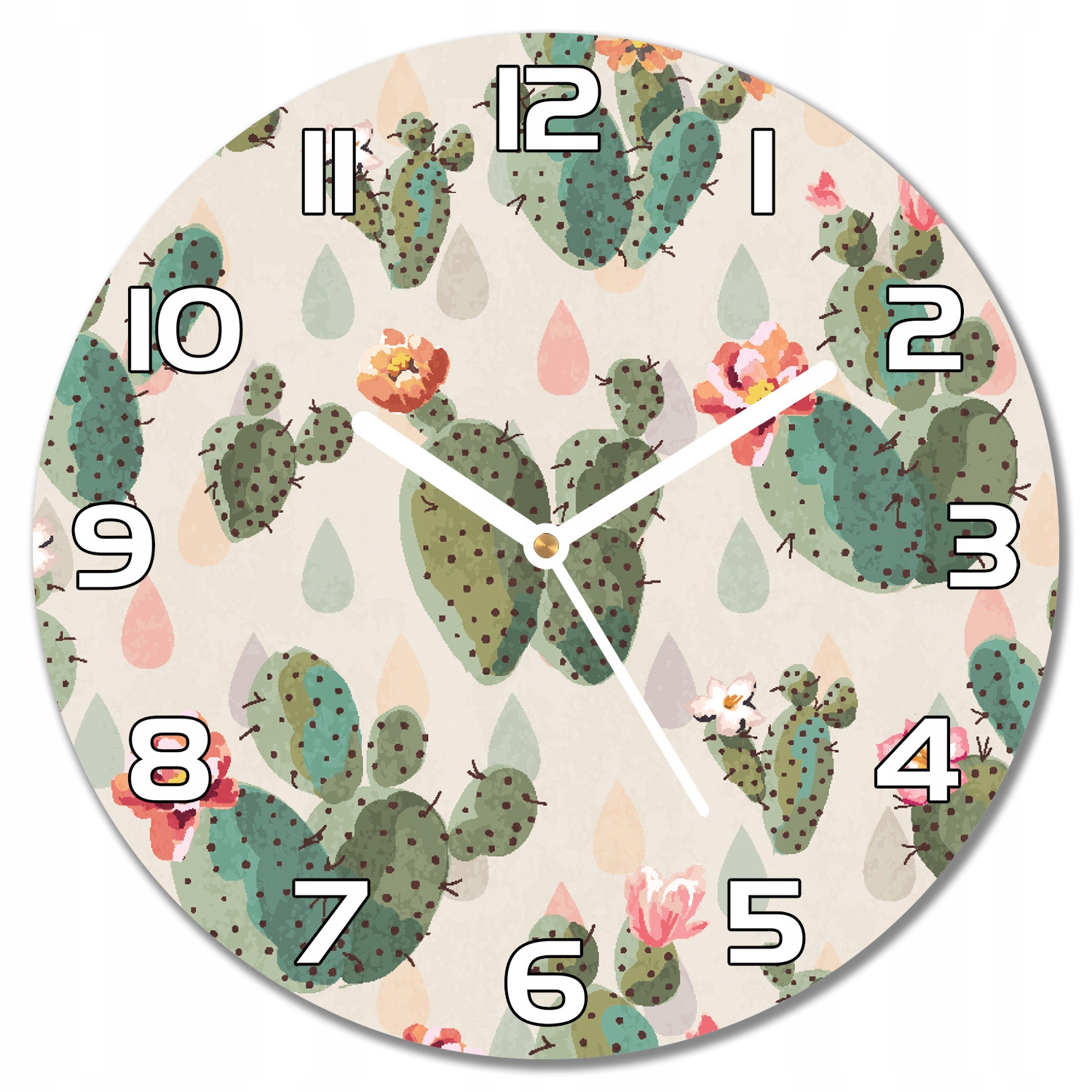 

Piękny okragły zegar ze szkła Kaktusy f30 cm