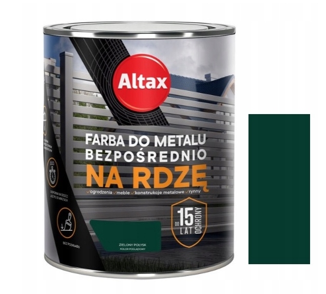 Altax Farba do metalu bezpośrednio na rdzę 2,5l Zielony Połysk RAL6005