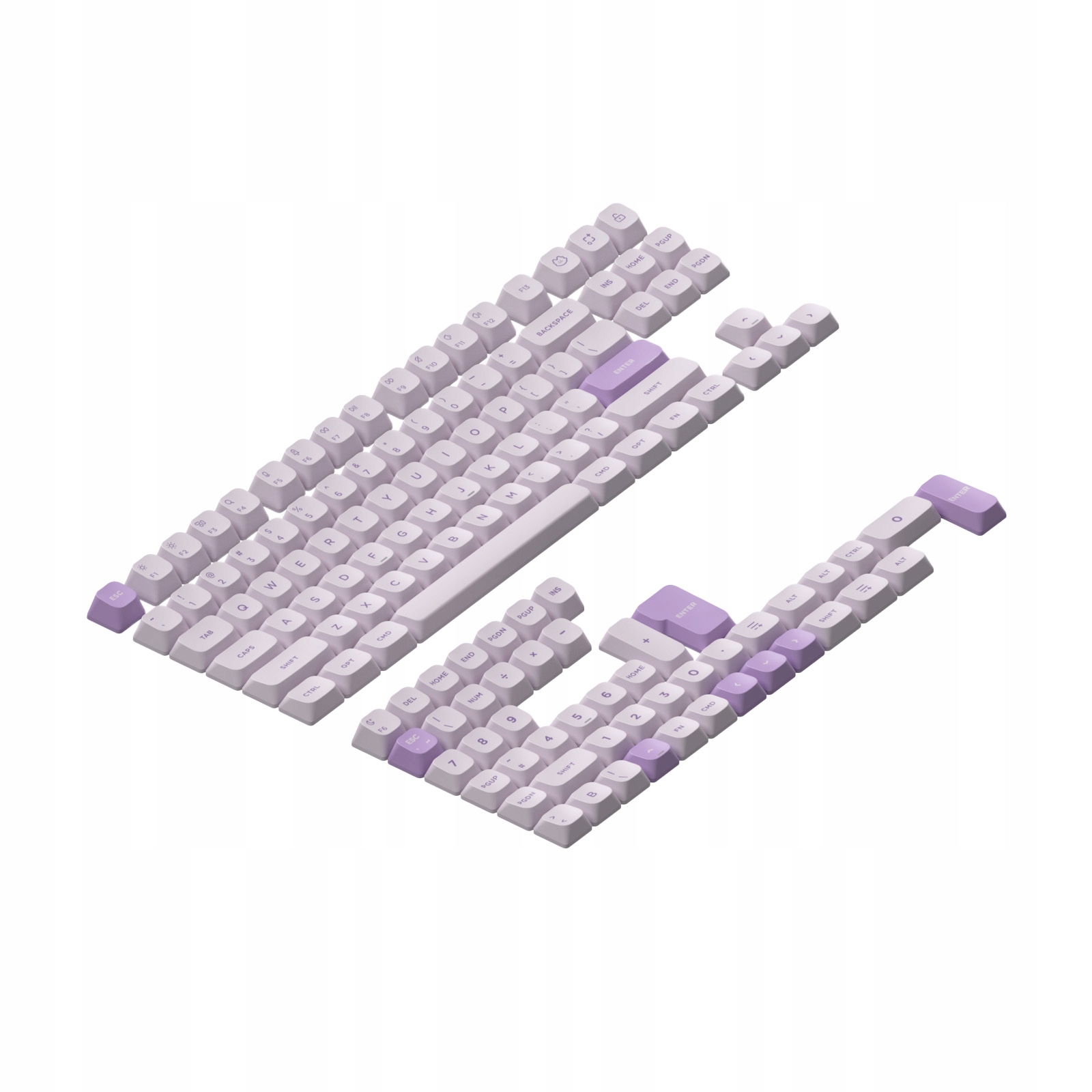 Nuphy Gem Keycaps mSA Double-shot Pbt Nástavce pro klávesnici Airy Lilac