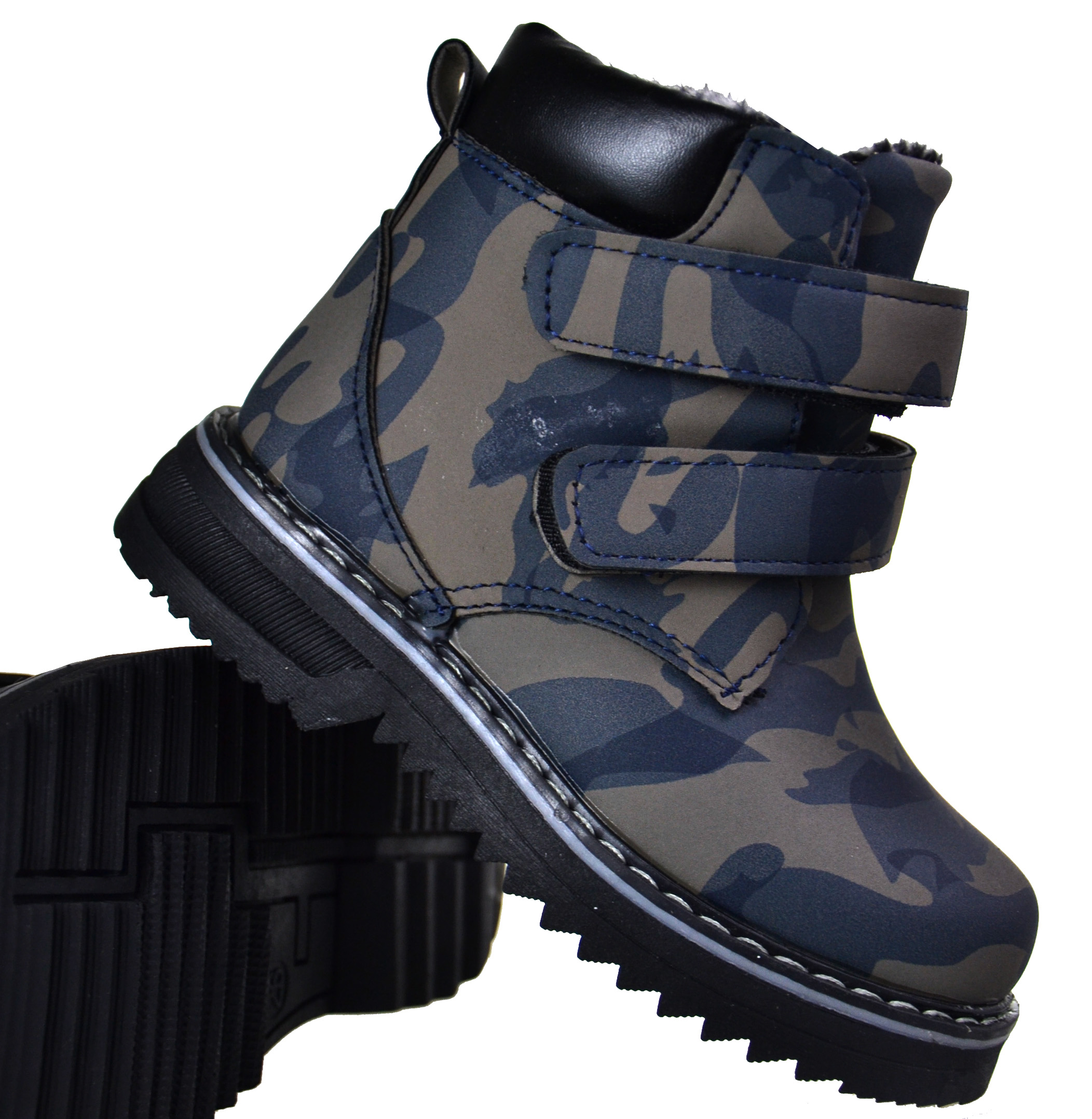 Kids Zimowe Trapery MORO Suwak RZEPY Granat r28